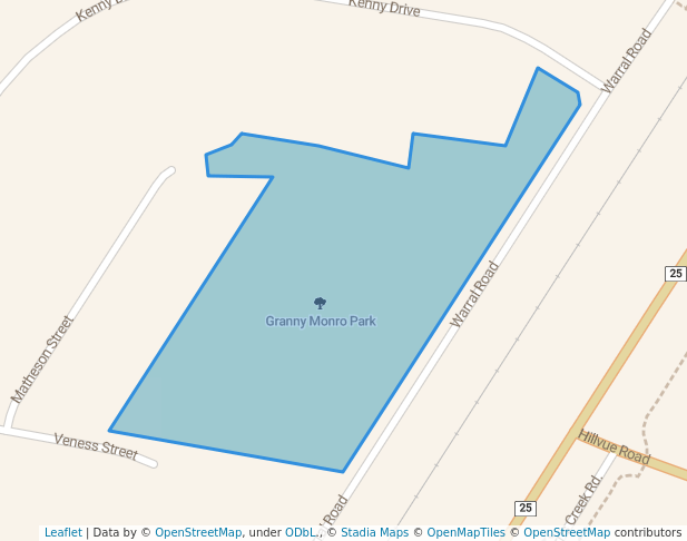 walking in Granny Monro Park map in West Tamworth