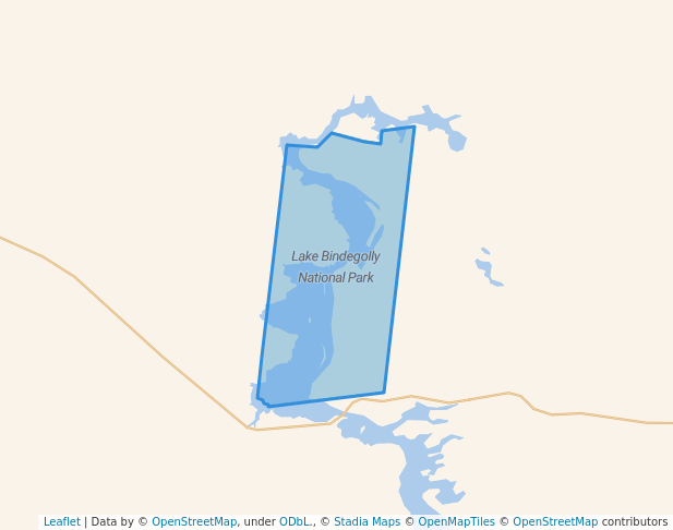 walking in Lake Bindegolly National Park map in Bulloo Downs