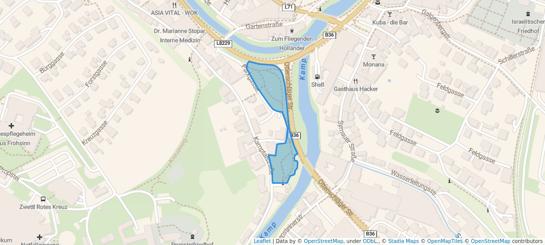 walking in Stadtpark map in Zwettl