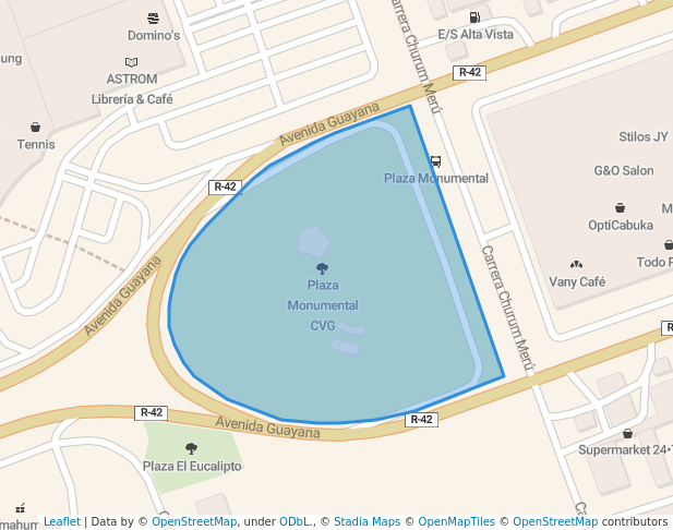 walking in Plaza Monumental CVG map in Ciudad Guayana