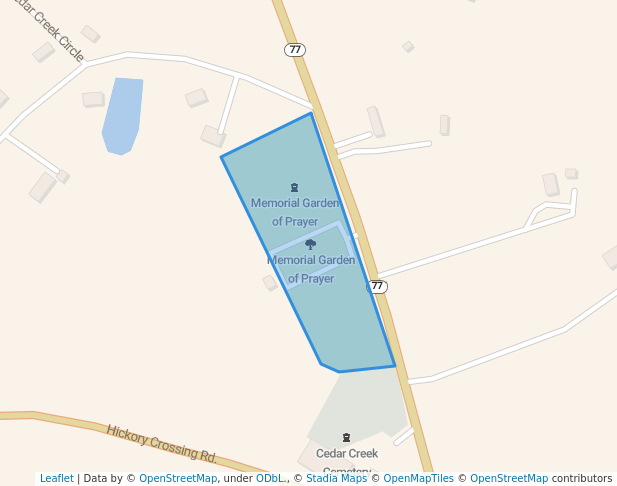 walking in Memorial Garden of Prayer map in Hartwell