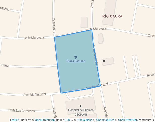 walking in Plaza Carusso map in Ciudad Guayana