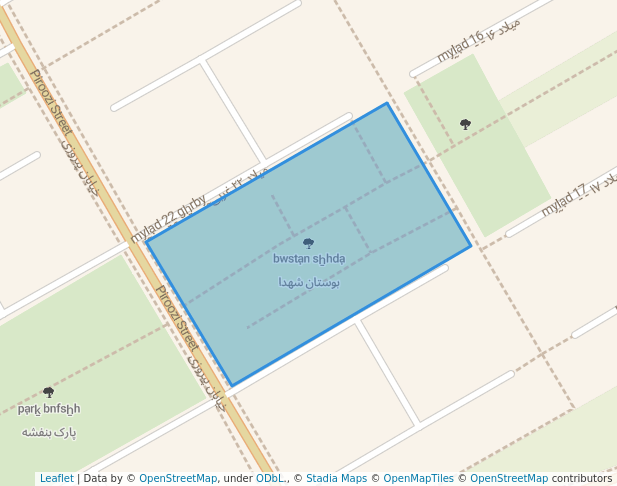 walking in بوستان شهدا map in Kashan