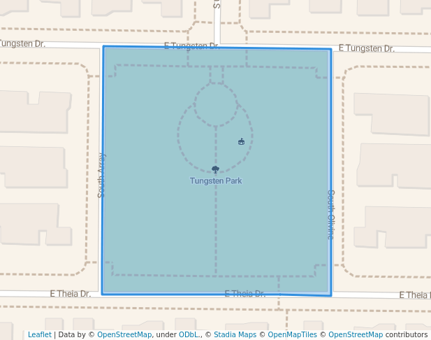 walking in Tungsten Park map in Mesa