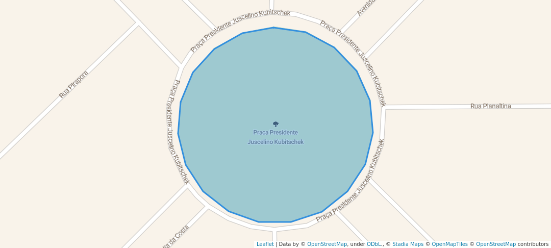 walking in Praca Presidente Juscelino Kubitschek map in Araguari