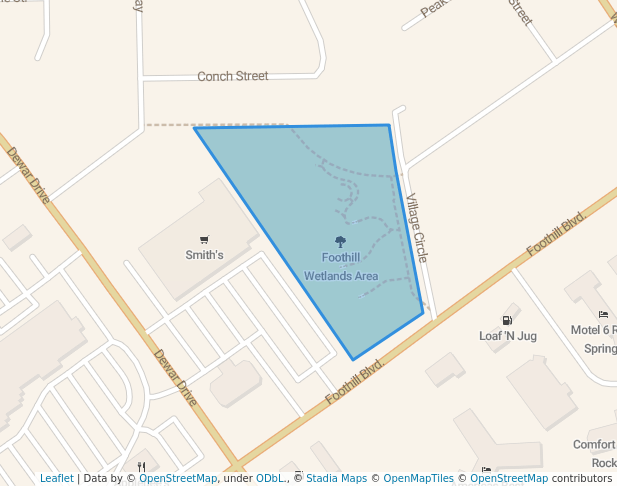 walking in Foothill Wetlands Area map in Rock Springs