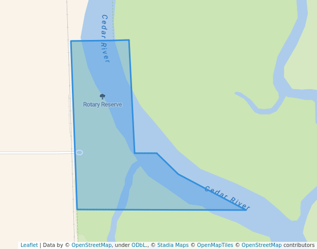 walking in Rotary Reserve map in Cedar Falls