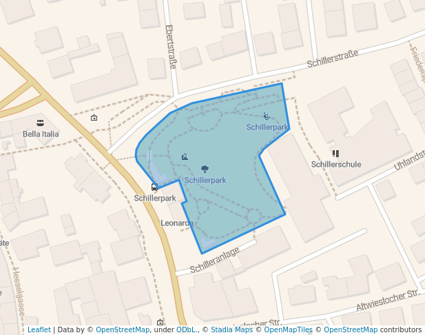 walking in Schillerpark map in Wiesloch