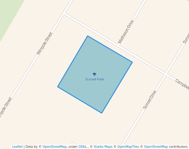 walking in Sunset Park map in Mitchell