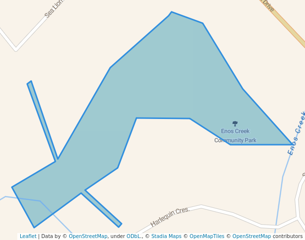 walking in Enos Creek Community Park map in Nanoose Bay
