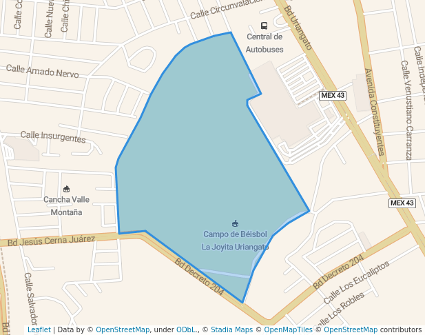 walking in Prox. Deportiva Sur 3 Uriangato map in Moroleón