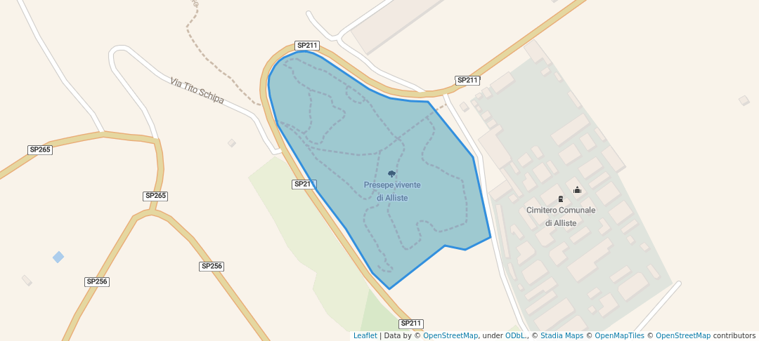 walking in Presepe vivente di Alliste map in Alliste