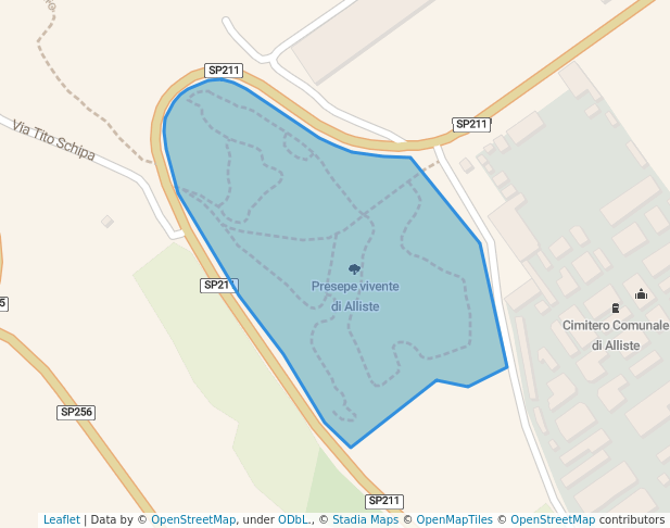 walking in Presepe vivente di Alliste map in Alliste