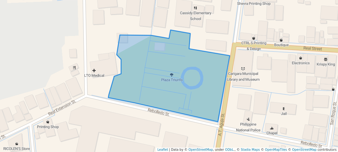 walking in Plaza Triunfo map in Carigara