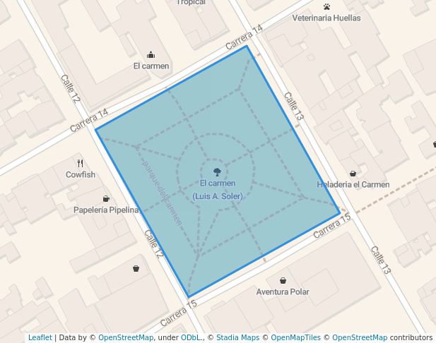 walking in El carmen (Luis A. Soler) map in Duitama