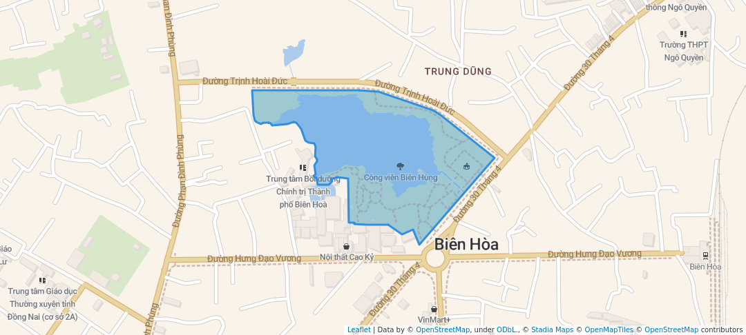 walking in Công viên Biên Hùng map in thành phố Biên Hòa