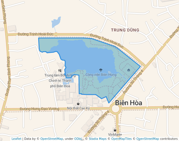 walking in Công viên Biên Hùng map in thành phố Biên Hòa