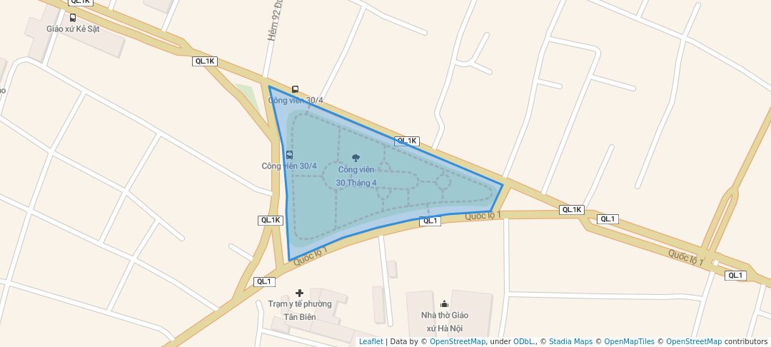 walking in Công viên 30 Tháng 4 map in thành phố Biên Hòa