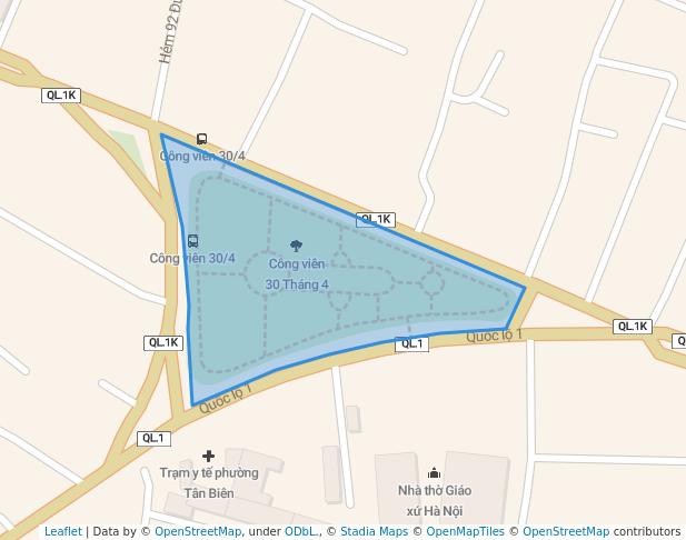 walking in Công viên 30 Tháng 4 map in thành phố Biên Hòa