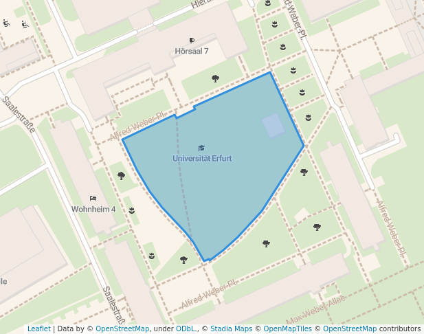walking in Alfred-Weber-Platz map in Erfurt