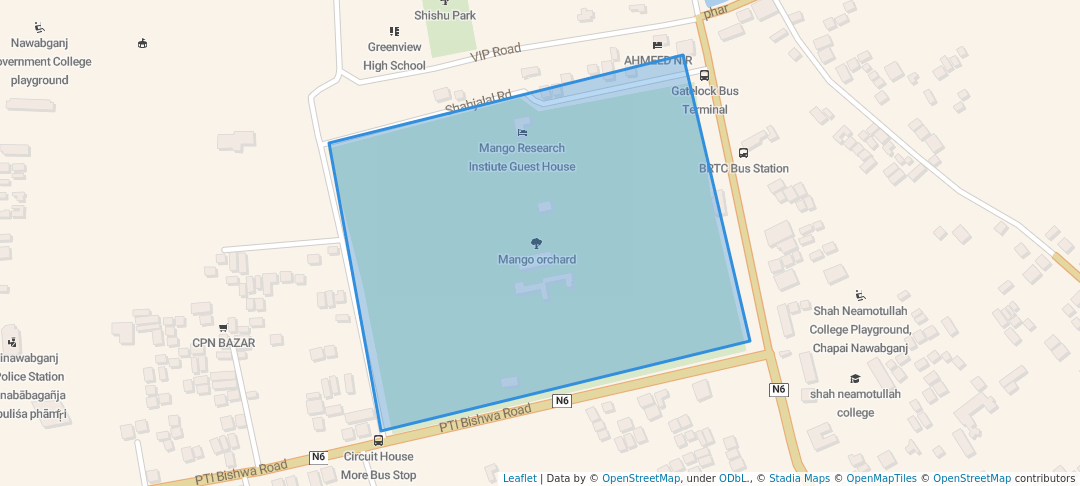 walking in Mango orchard map in Nawabganj