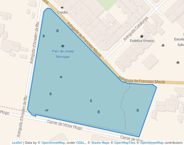 walking in Parc de Josep Moragas map in Santa Coloma de Gramenet