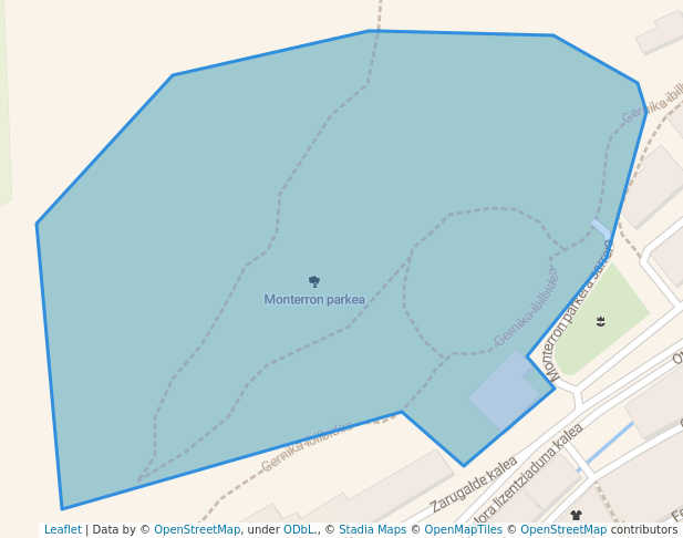 walking in Monterron parkea map in Arrasate