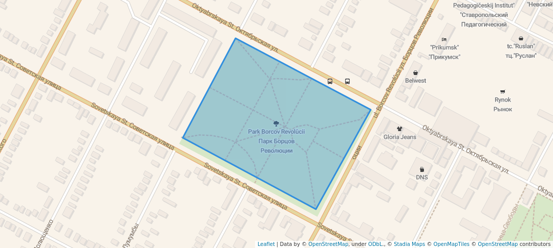 walking in Парк Борцов Революции map in Budyonnovsk