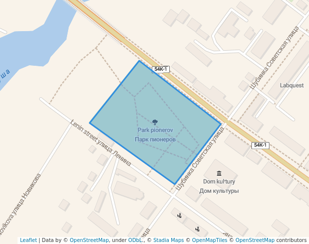 walking in Парк пионеров map in Mtsensk