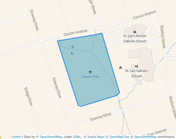 walking in Carson Park map in Whitby