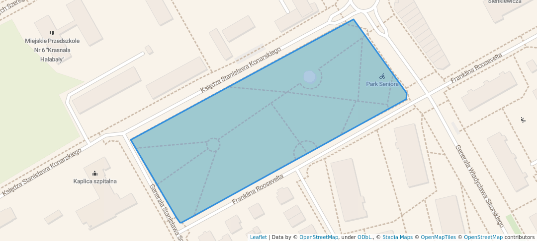 walking in Park Seniora map in Żyrardów