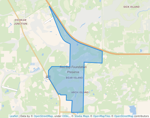 walking in Red Bay Foundation Preserve map in Okeechobee