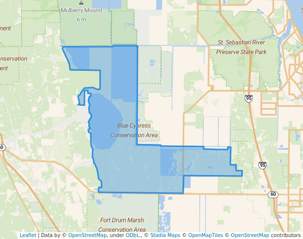 walking in Blue Cypress Conservation Area map in Vero Beach
