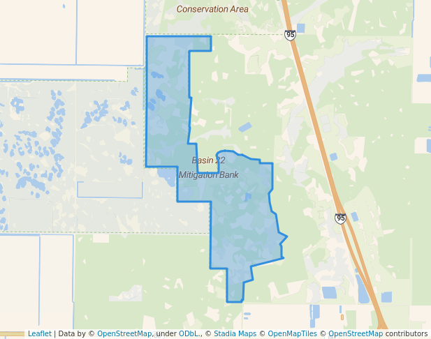 walking in Basin 22 Mitigation Bank map in Vero Beach