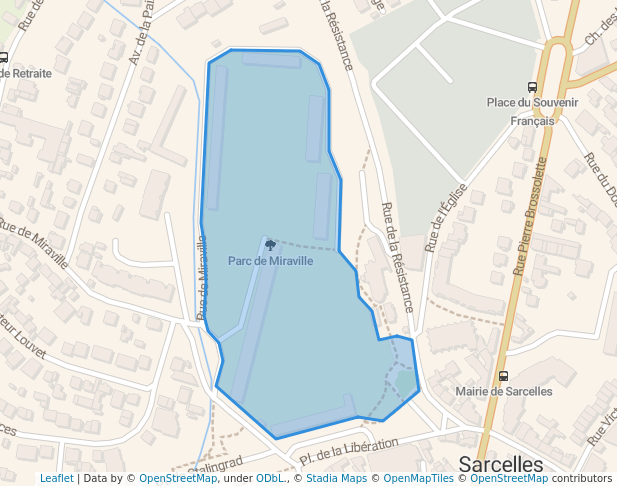 walking in Parc de Miraville map in Sarcelles