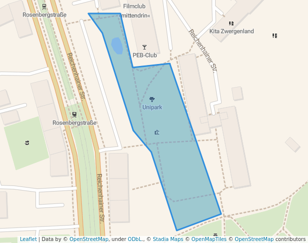 walking in Unipark map in Chemnitz