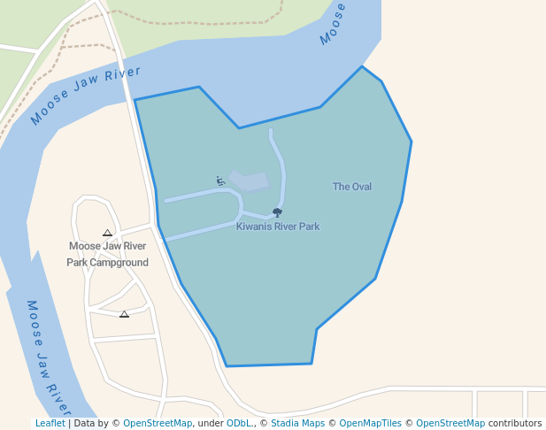 walking in Kiwanis River Park map in Moose Jaw