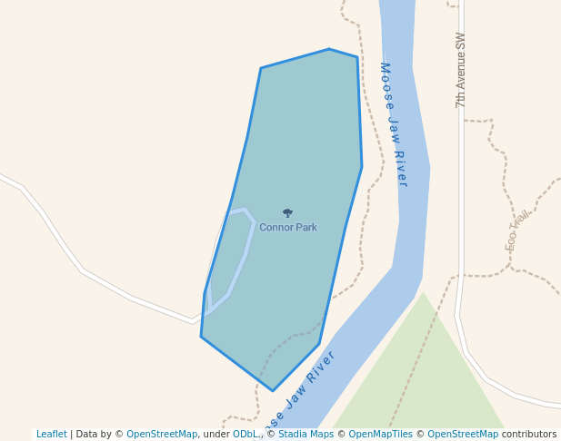 walking in Connor Park map in Moose Jaw