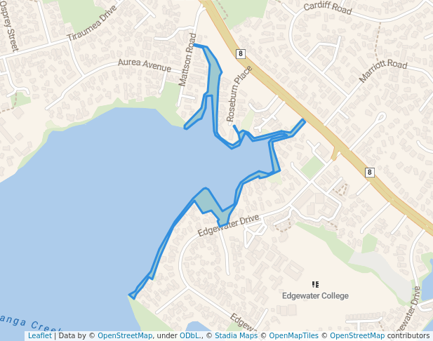 Edgewater Drive Esplanade Reserve in Auckland | Map and Routes