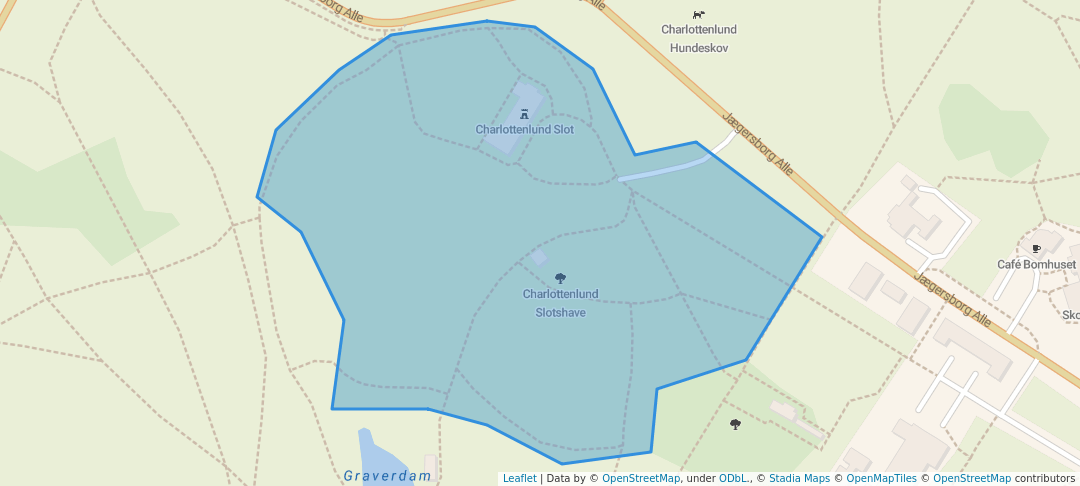 walking in Charlottenlund Slotshave map in Charlottenlund