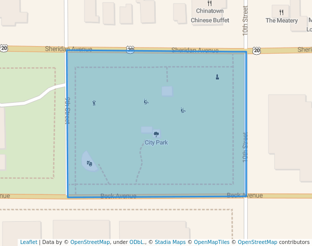 walking in City Park map in Cody