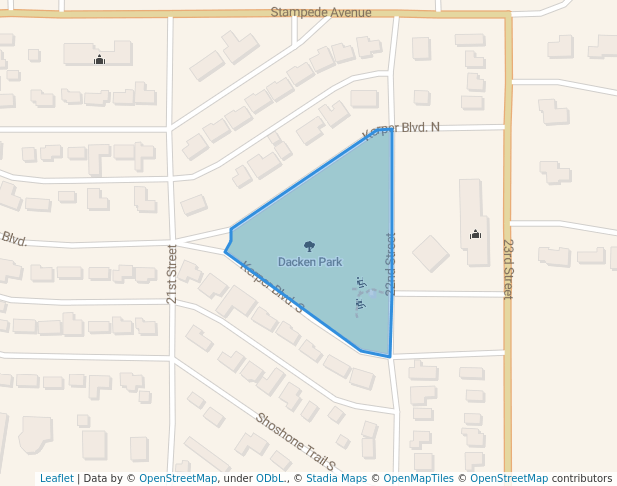 walking in Dacken Park map in Cody