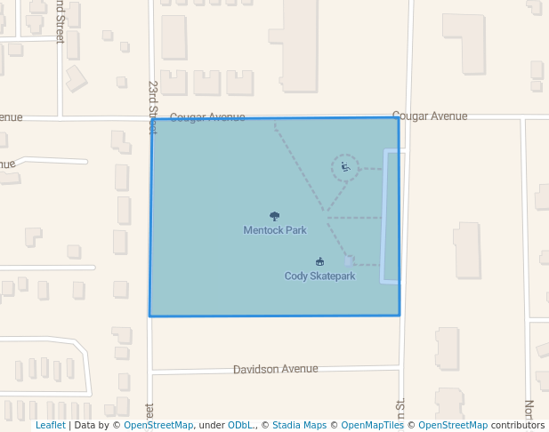 walking in Mentock Park map in Cody