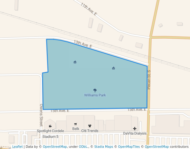 walking in Williams Park map in Cordele