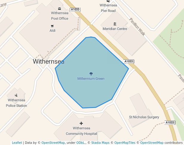 walking in Millennium Green map in Withernsea