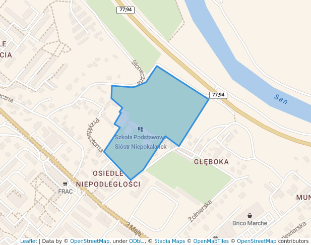 walking in Klasztor Niepokalanek map in Jarosław