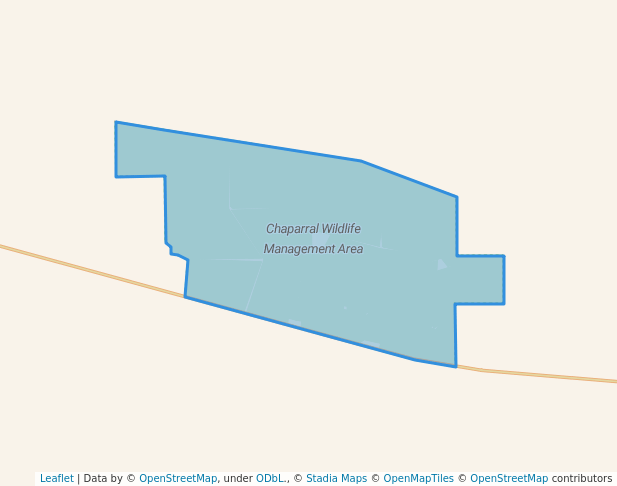 walking in Chaparral Wildlife Management Area map in Cotulla