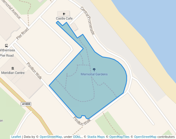 walking in Memorial Gardens map in Withernsea