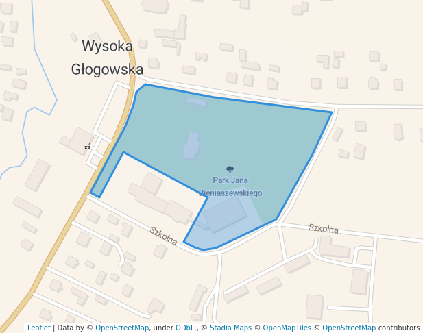 walking in Park Jana Bieniaszewskiego map in Wysoka Głogowska