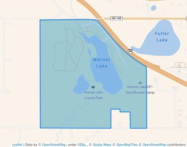 walking in Warner Lake County Park map in Clearwater